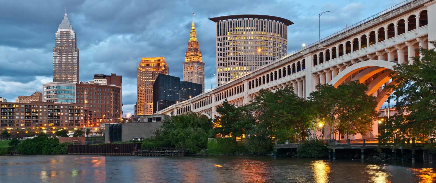 Cleveland ohio downtown skyline during dusk