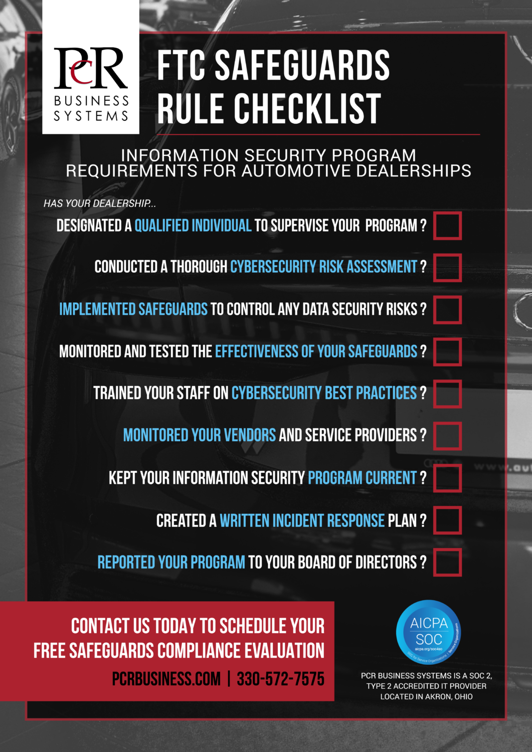 Cybersecurity for Akron Car Dealerships PCR Business Systems